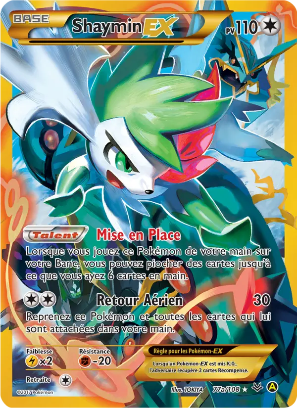 Scan HD carte Pokémon Shaymin EX 77a/108 — Ciel Rugissant