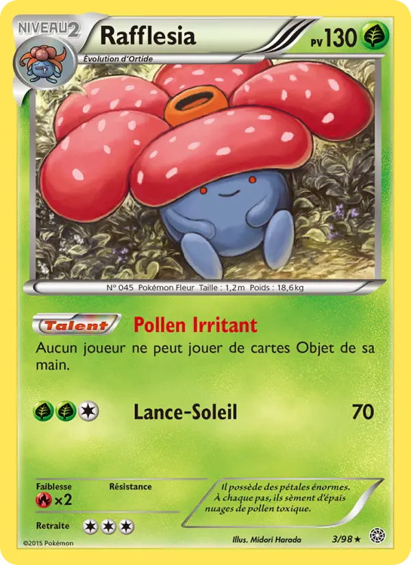 Scan HD carte Pokémon Rafflesia 3/98 — Origines Antiques