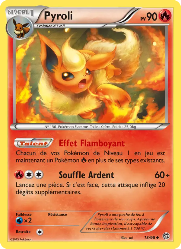 Scan HD carte Pokémon Pyroli 13/98 — Origines Antiques