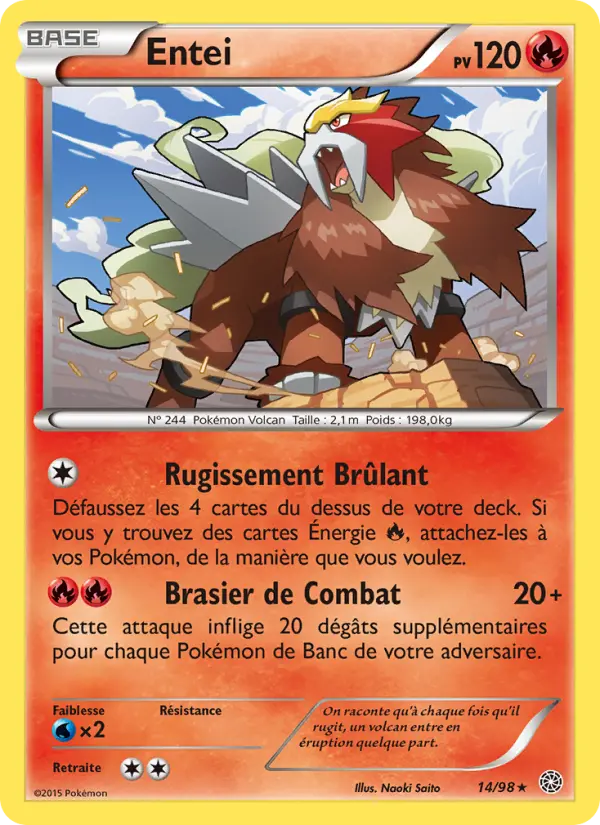 Scan HD carte Pokémon Entei 14/98 — Origines Antiques