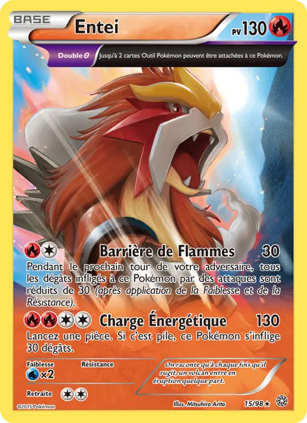Scan HD carte Pokémon Entei 15/98 — Origines Antiques