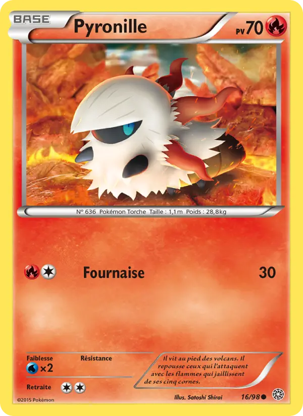 Scan HD carte Pokémon Pyronille 16/98 — Origines Antiques