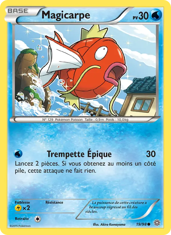 Scan HD carte Pokémon Magicarpe 19/98 — Origines Antiques