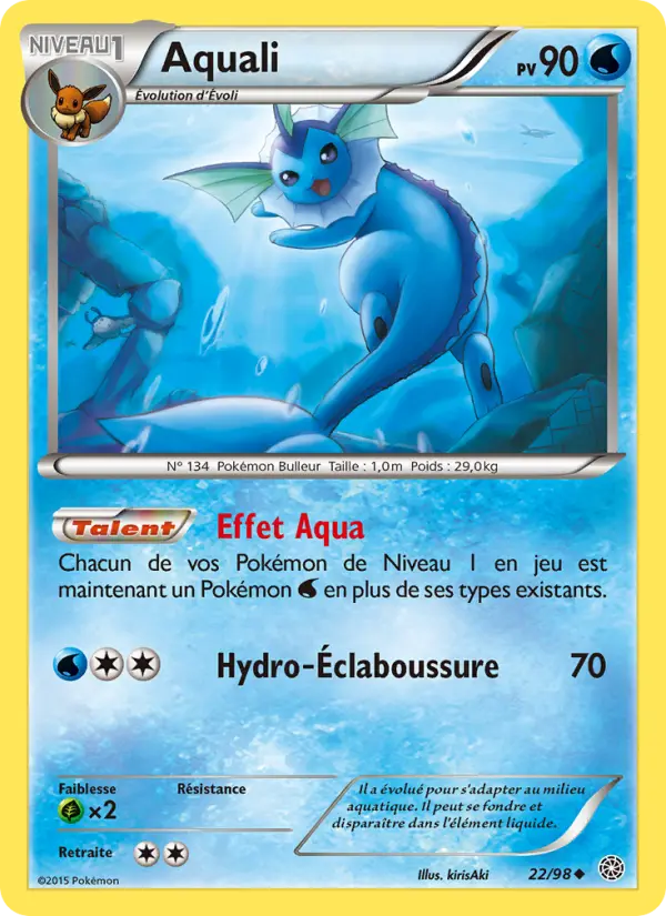 Scan HD carte Pokémon Aquali 22/98 — Origines Antiques