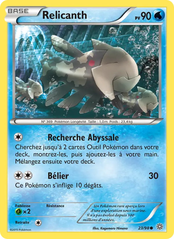 Scan HD carte Pokémon Relicanth 23/98 — Origines Antiques