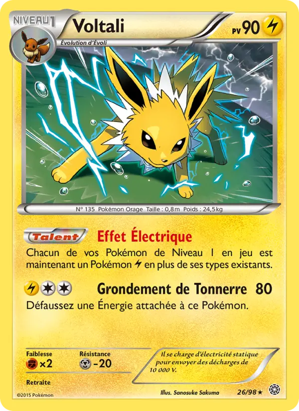 Scan HD carte Pokémon Voltali 26/98 — Origines Antiques