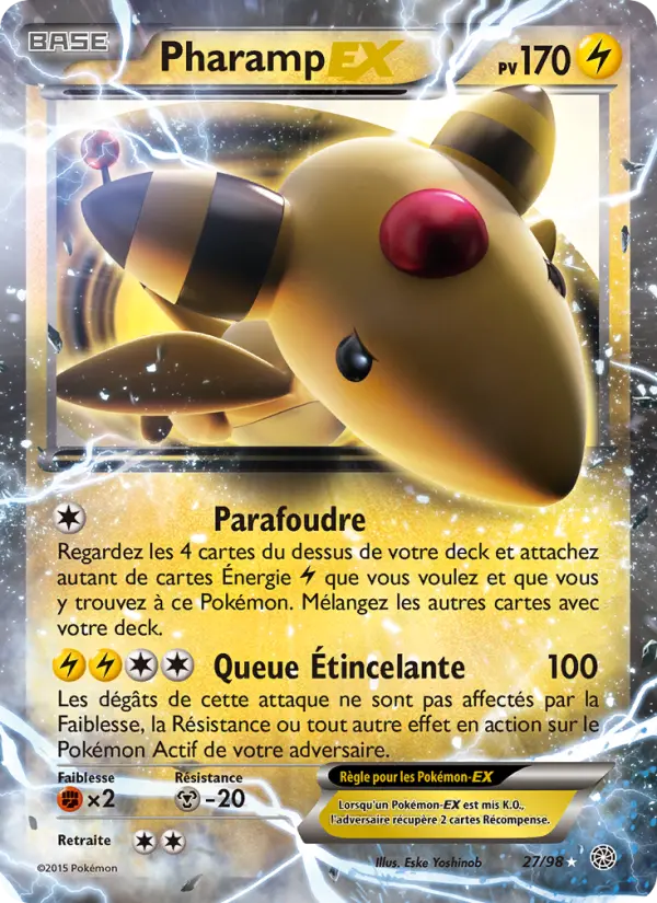 Scan HD carte Pokémon Pharamp EX 27/98 — Origines Antiques