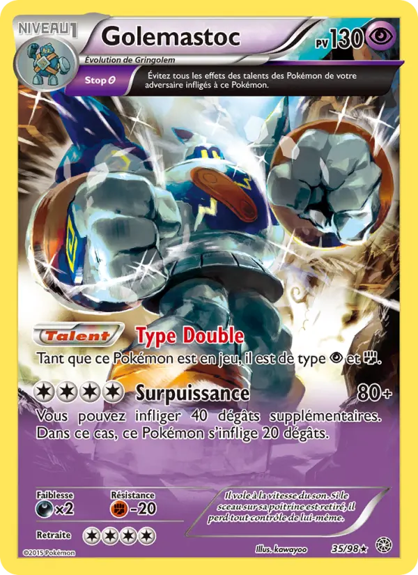 Scan HD carte Pokémon Golemastoc 35/98 — Origines Antiques