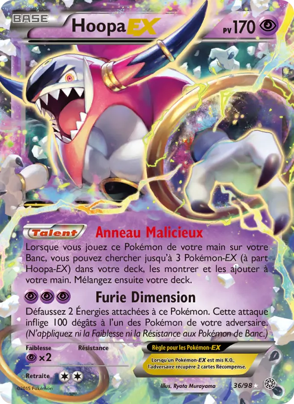 Scan HD carte Pokémon Hoopa EX 36/98 — Origines Antiques