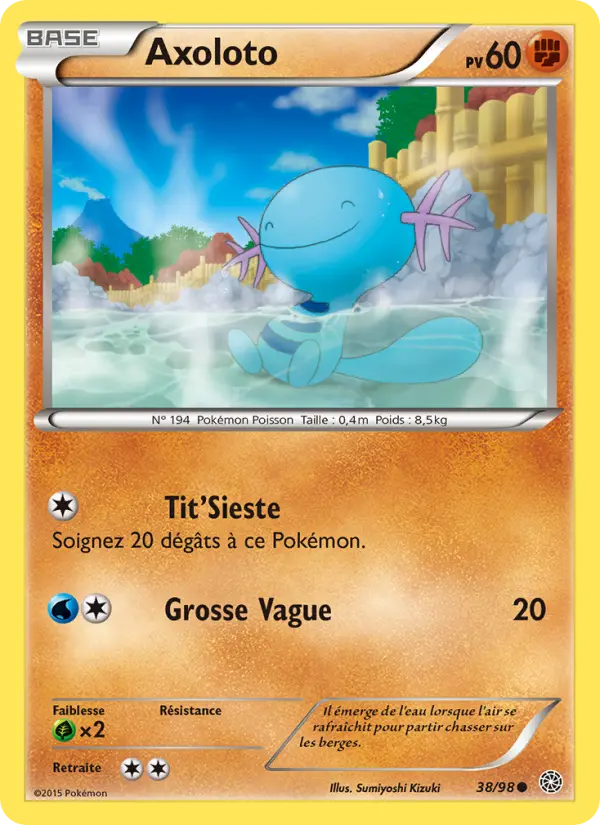 Scan HD carte Pokémon Axoloto 38/98 — Origines Antiques
