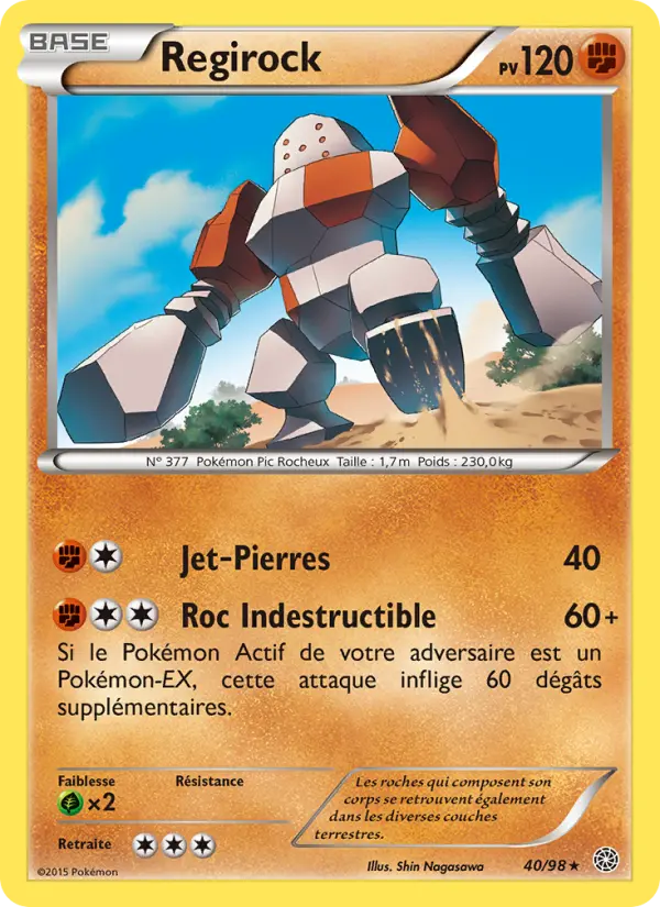 Scan HD carte Pokémon Regirock 40/98 — Origines Antiques