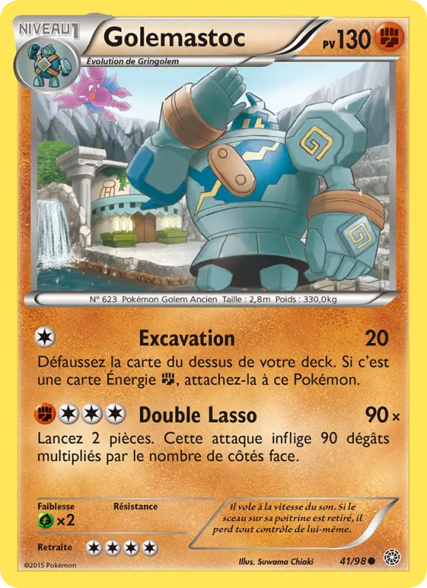Scan HD carte Pokémon Golemastoc 41/98 — Origines Antiques