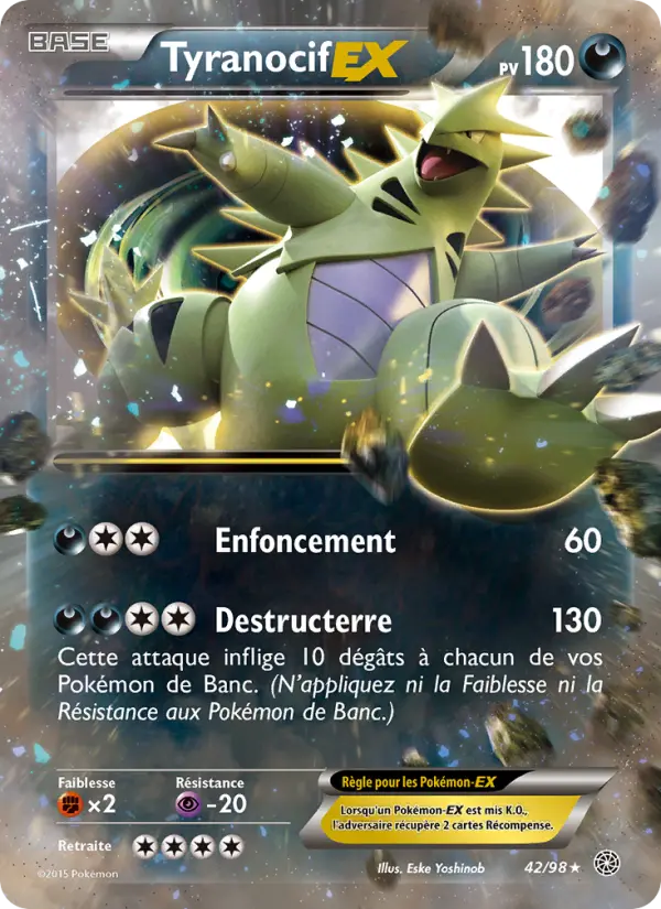 Scan HD carte Pokémon Tyranocif EX 42/98 — Origines Antiques