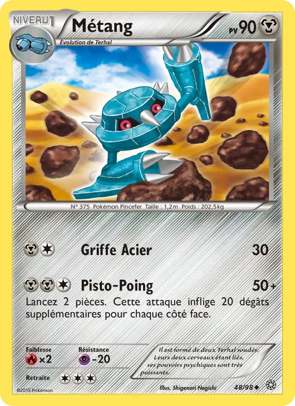 Scan HD carte Pokémon Métang 48/98 — Origines Antiques