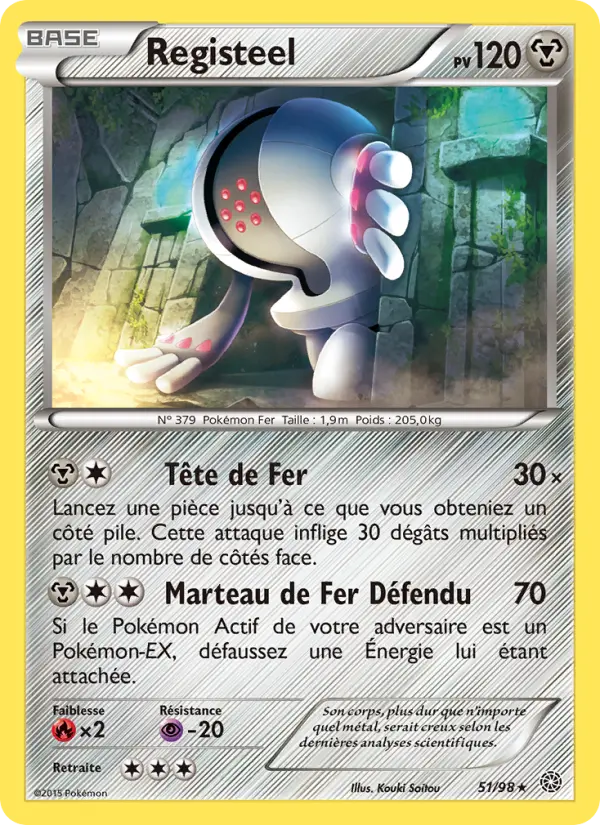 Scan HD carte Pokémon Registeel 51/98 — Origines Antiques