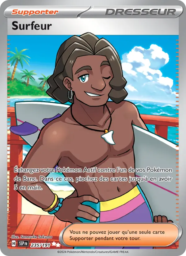 Scan HD carte Pokémon Surfeur 235/191 — Étincelles Déferlantes