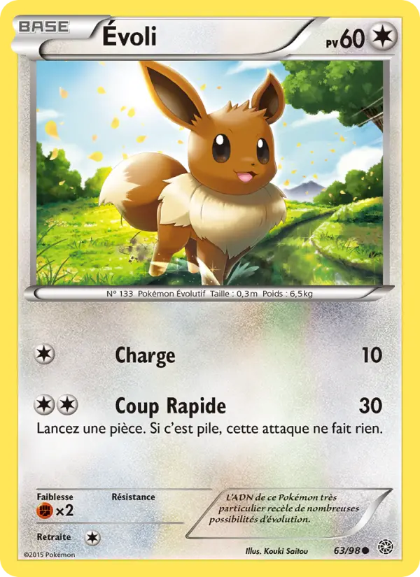 Scan HD carte Pokémon Évoli 63/98 — Origines Antiques