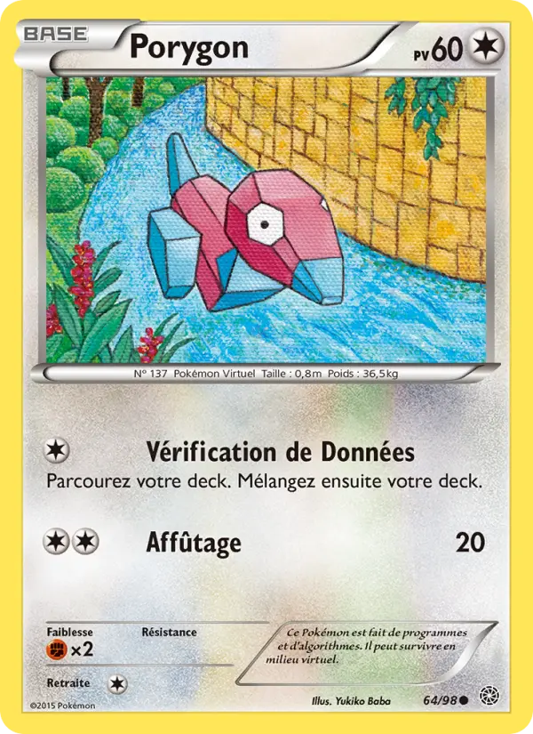 Scan HD carte Pokémon Porygon 64/98 — Origines Antiques
