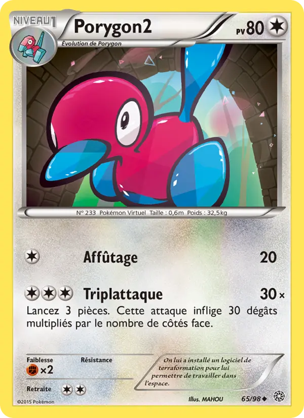 Scan HD carte Pokémon Porygon2 65/98 — Origines Antiques