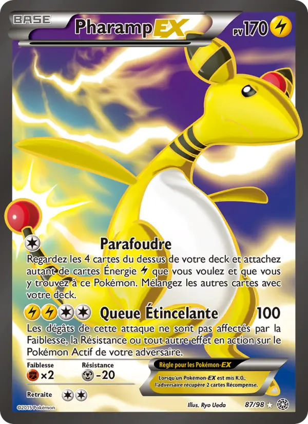 Scan HD carte Pokémon Pharamp EX 87/98 — Origines Antiques