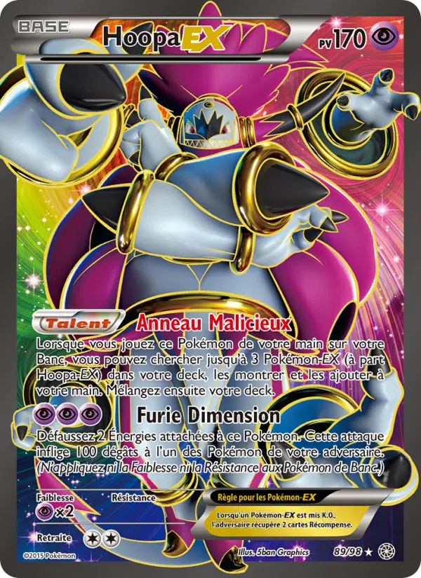 Scan HD carte Pokémon Hoopa EX 89/98 — Origines Antiques