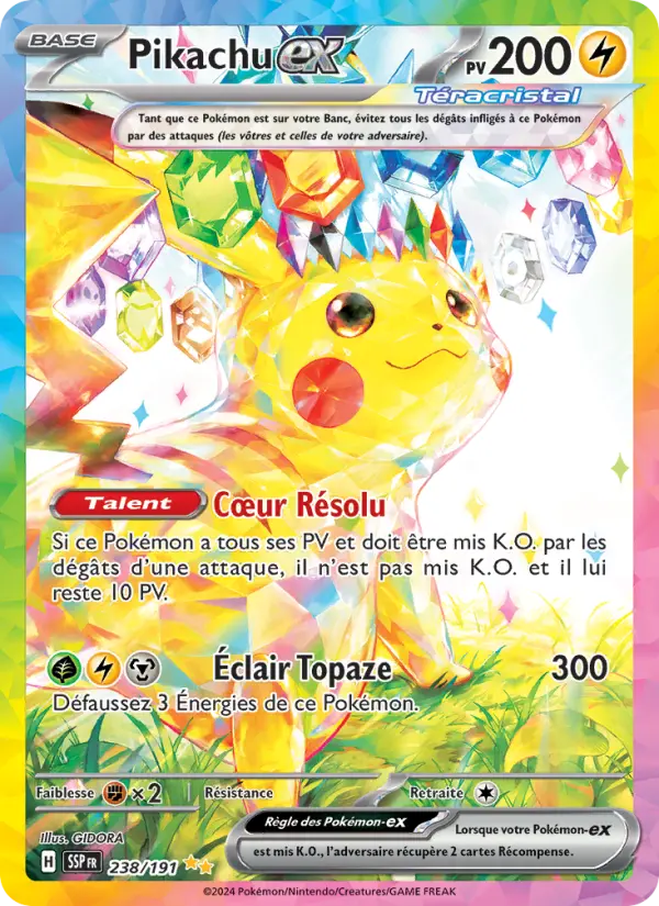 Scan HD carte Pokémon Pikachu-ex 238/191 — Étincelles Déferlantes