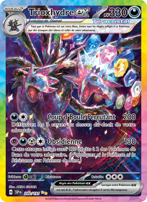 Scan HD carte Pokémon Trioxhydre-ex 240/191 — Étincelles Déferlantes