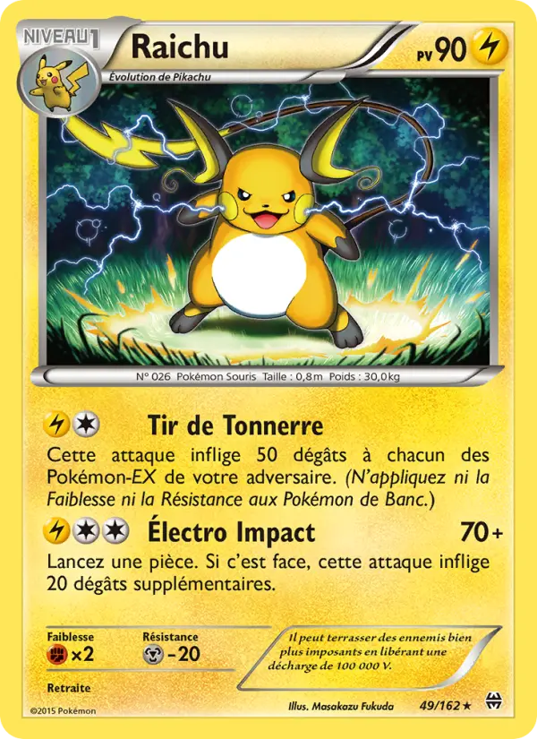 Scan HD carte Pokémon Raichu 49/162 — Impulsion Turbo