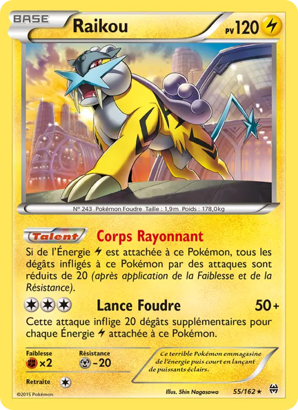 Scan HD carte Pokémon Raikou 55/162 — Impulsion Turbo