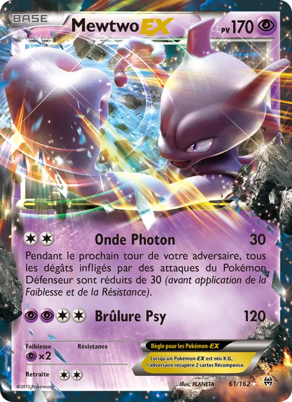 Scan HD carte Pokémon Mewtwo EX 61/162 — Impulsion Turbo