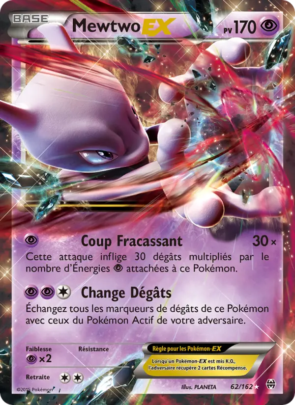 Scan HD carte Pokémon Mewtwo EX 62/162 — Impulsion Turbo