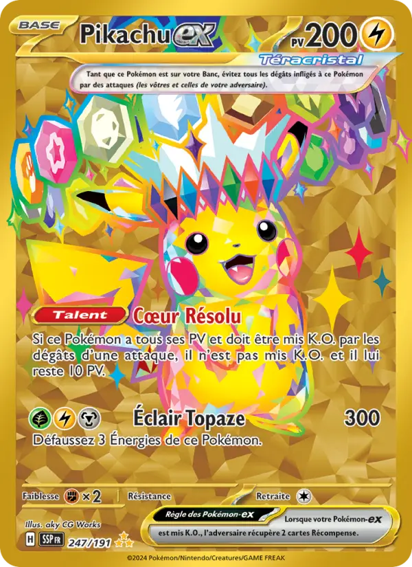 Scan HD carte Pokémon Pikachu-ex 247/191 — Étincelles Déferlantes
