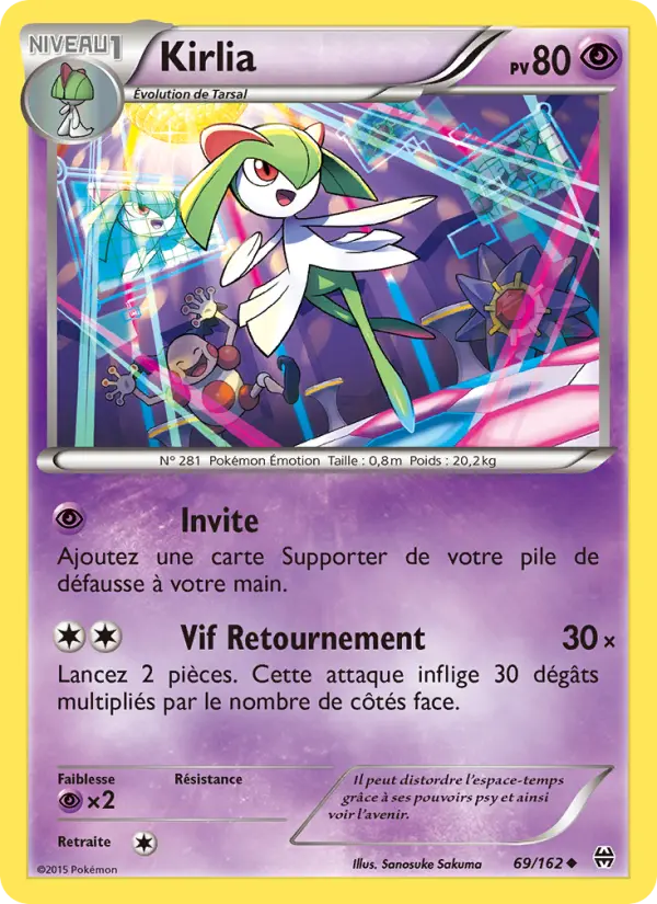 Scan HD carte Pokémon Kirlia 69/162 — Impulsion Turbo