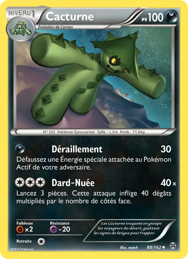 Scan HD carte Pokémon Cacturne 88/162 — Impulsion Turbo