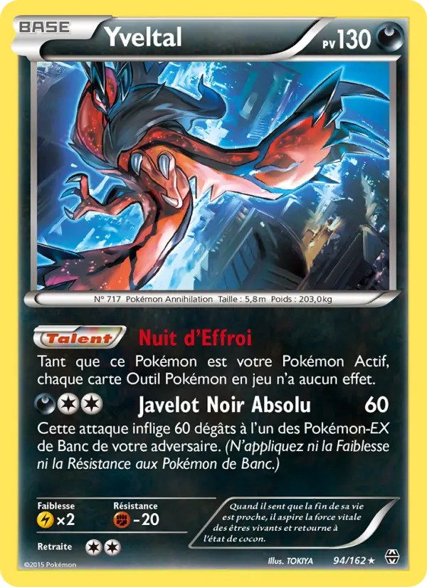 Scan HD carte Pokémon Yveltal 94/162 — Impulsion Turbo