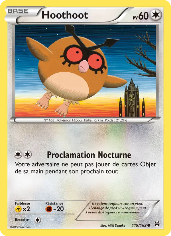 Scan HD carte Pokémon Hoothoot 119/162 — Impulsion Turbo