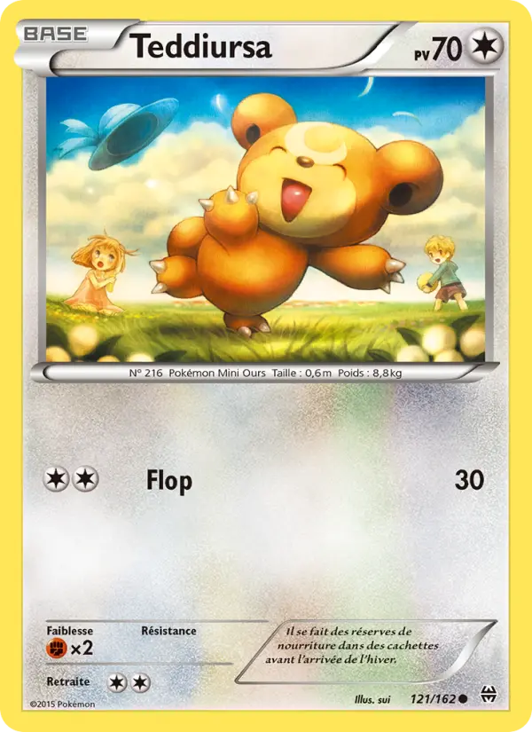 Scan HD carte Pokémon Teddiursa 121/162 — Impulsion Turbo
