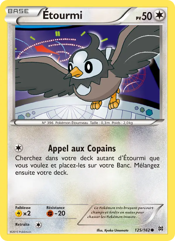 Scan HD carte Pokémon Étourmi 125/162 — Impulsion Turbo