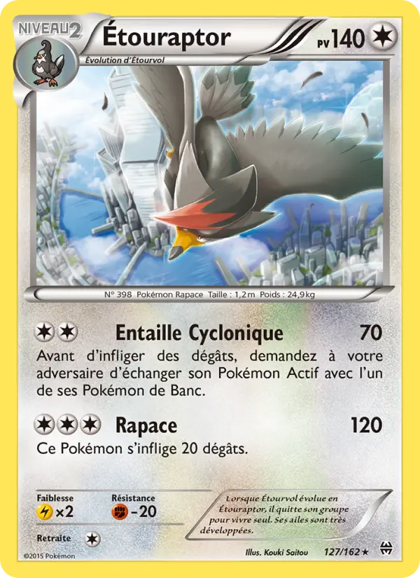 Scan HD carte Pokémon Étouraptor 127/162 — Impulsion Turbo
