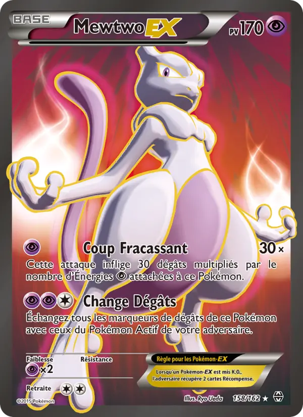 Scan HD carte Pokémon Mewtwo EX 158/162 — Impulsion Turbo