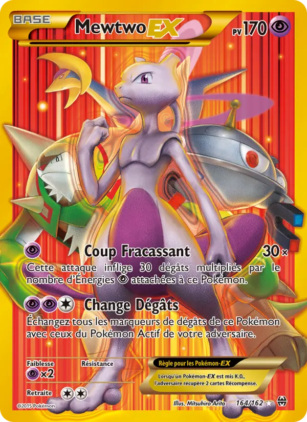 Scan HD carte Pokémon Mewtwo EX 164/162 — Impulsion Turbo