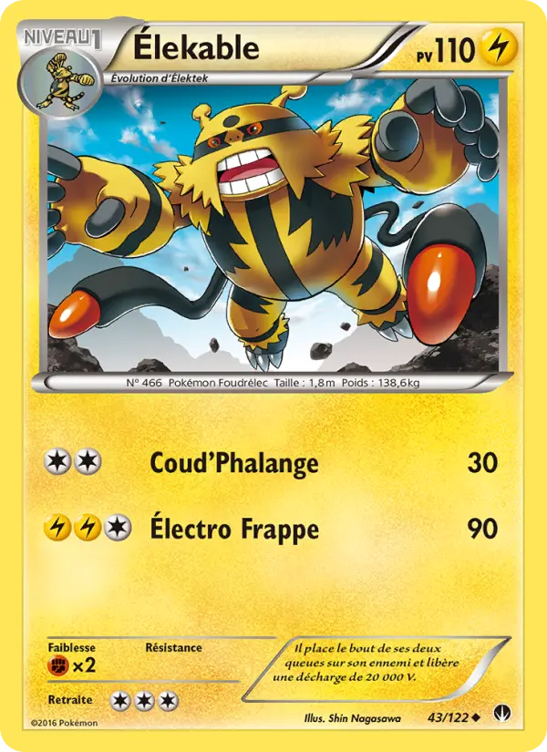 Scan HD carte Pokémon Élekable 43/122 — Rupture Turbo