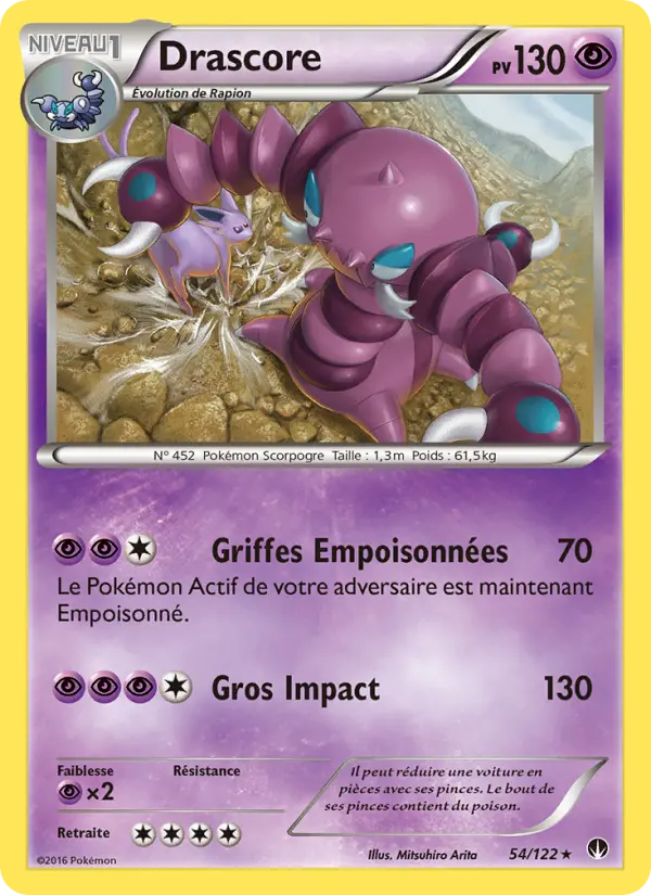 Scan HD carte Pokémon Drascore 54/122 — Rupture Turbo