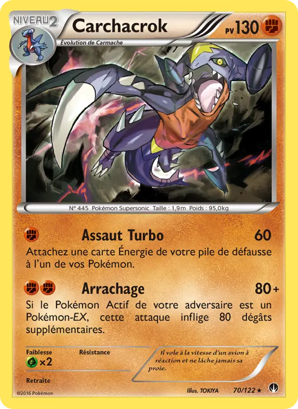 Scan HD carte Pokémon Carchacrok 70/122 — Rupture Turbo