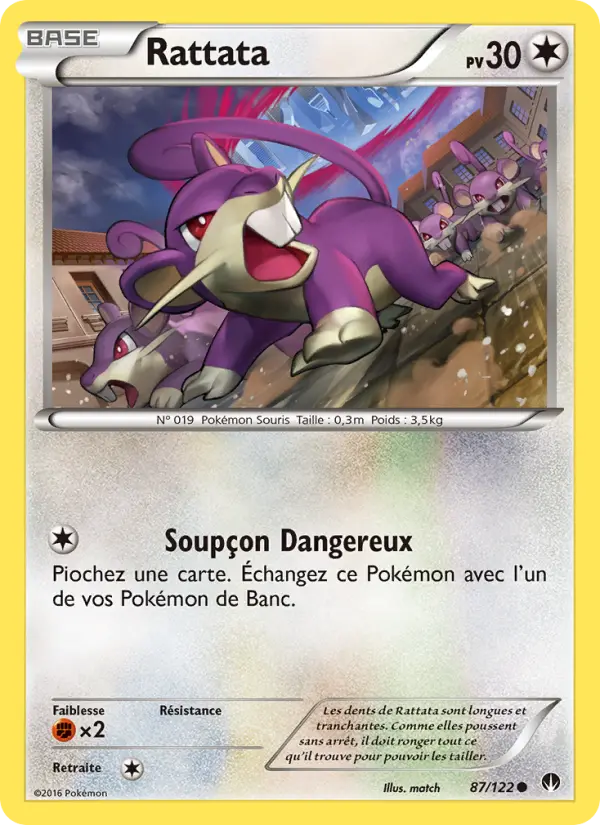 Scan HD carte Pokémon Rattata 87/122 — Rupture Turbo