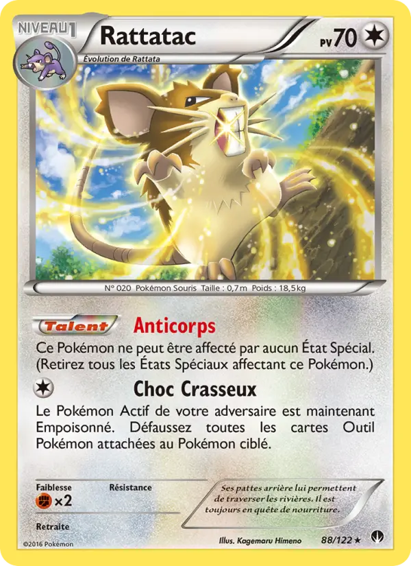 Scan HD carte Pokémon Rattatac 88/122 — Rupture Turbo