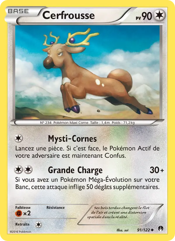 Scan HD carte Pokémon Cerfrousse 91/122 — Rupture Turbo