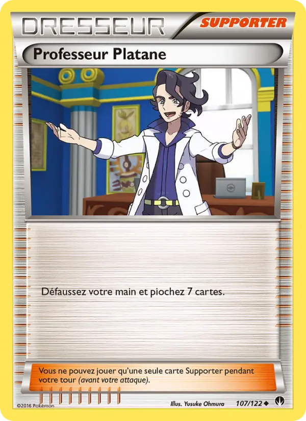 Scan HD carte Pokémon Professeur Platane 107/122 — Rupture Turbo