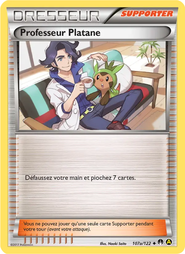 Scan HD carte Pokémon Professeur Platane 107a/122 — Rupture Turbo