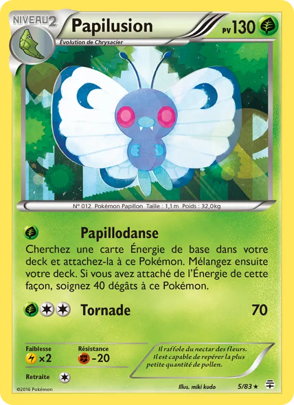 Scan HD carte Pokémon Papilusion 5/83 — Générations